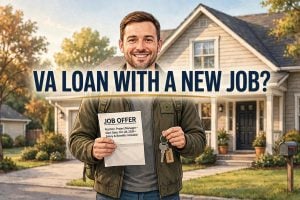 Veteran holding a job offer letter and house keys in front of a home